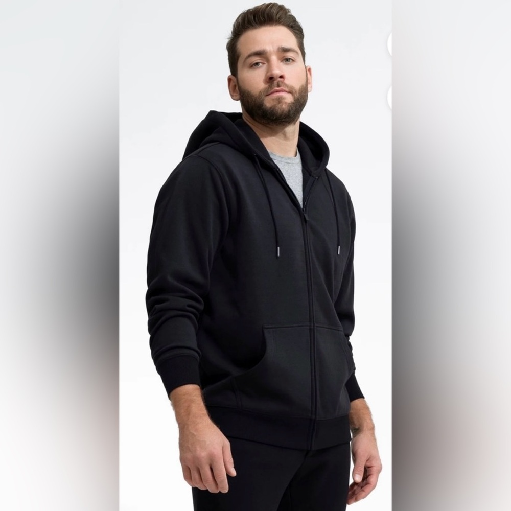 Swet Tailor Stretch Fleece Zip Hoodie in Black